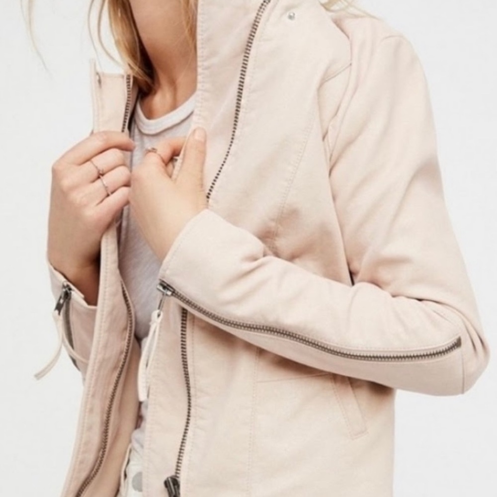 Free People faux leather Zip Up moto Jacket
